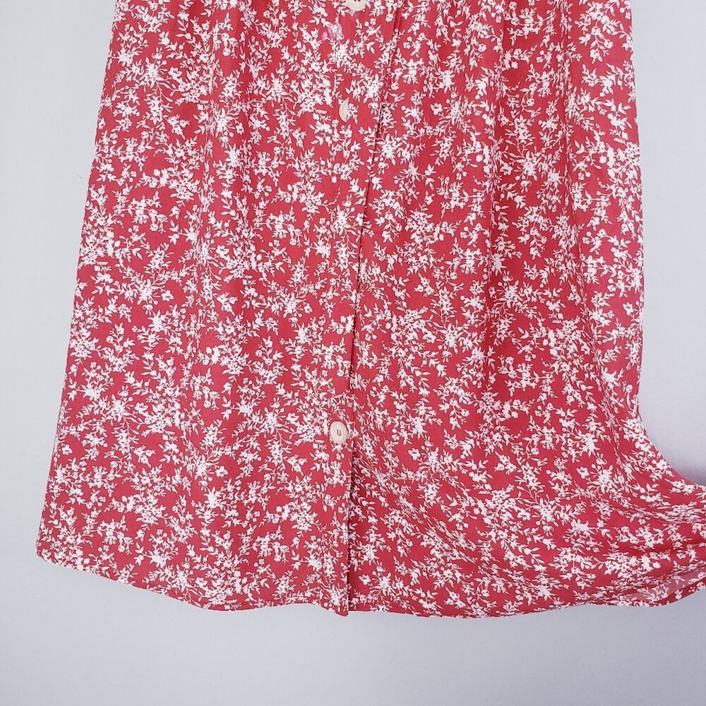 Perch by Blu Pepper Red Floral Midi Skirt Large Button Down Boho Cottagecore - Picture 8 of 11